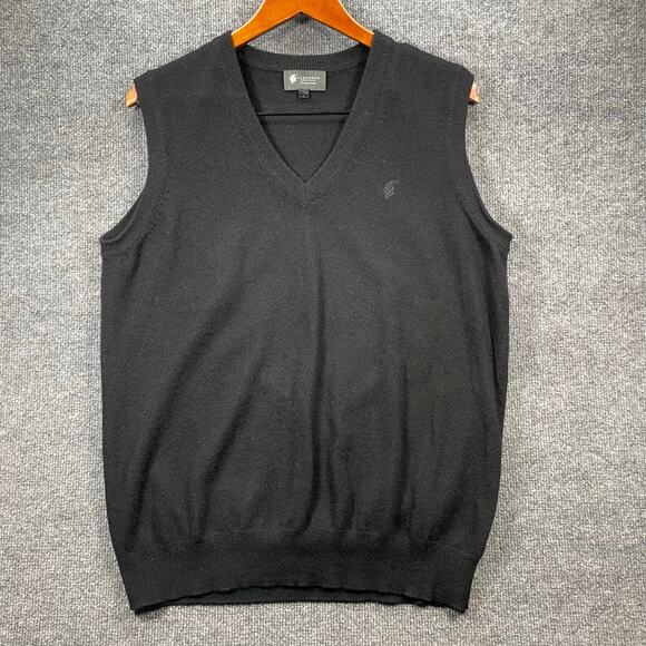 Cashmere Boutique Sweater Vest Men's Large Black 100% Cashmere Golf Casual - Picture 1 of 10